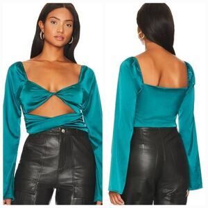 MORE TO COME Cyntia Twist Front Top in Teal Small